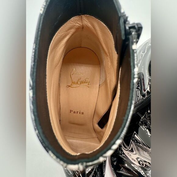 Christian Louboutin So Kate 100 Booty Patent Nicograf Graffiti Booties EU 38 US8 - Picture 7 of 12